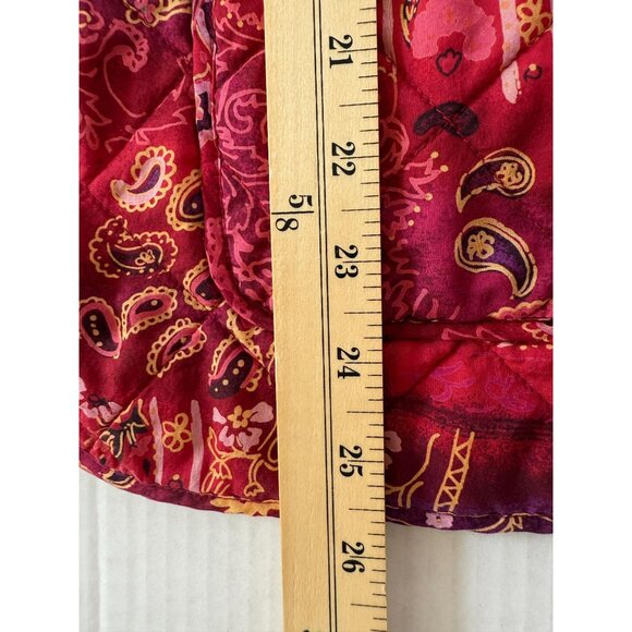 Reversible Quilted Jacket Red & Purple Paisley Print Womens Size M Country Boho - Picture 5 of 8
